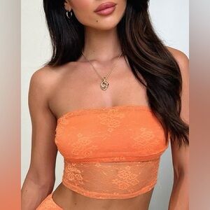 NWT New That’s So Fetch Orange Lace Strapless Top 6